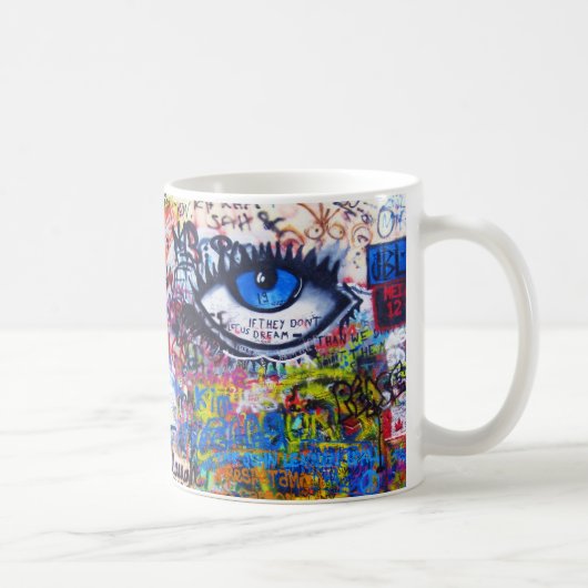 Blauer Graffiti-böser Blick Kaffeetasse (Rechts)