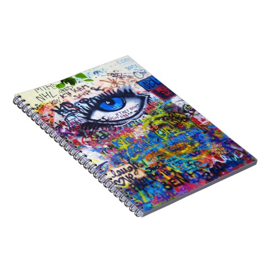 Blauer Graffiti-böser Blick Notizblock (Rechte Seite)