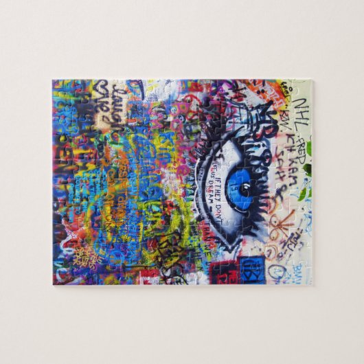 Blauer Graffiti-böser Blick Puzzle (Horizontal)