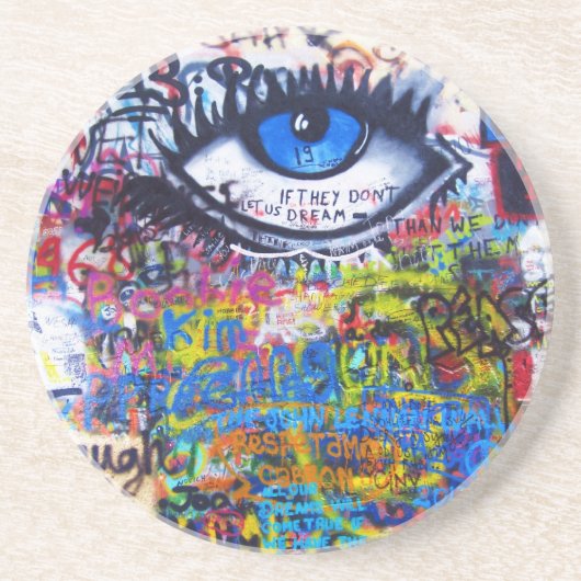 Blauer Graffiti-böser Blick Untersetzer (Vorne)