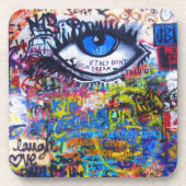 Blauer Graffiti-böser Blick Untersetzer (Vorderseite)