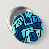 Blauer Graffitientwurf Button (Vorne & Hinten)