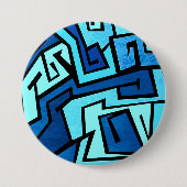 Blauer Graffitientwurf Button (Vorderseite)