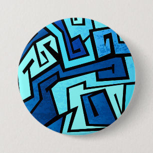 Blauer Graffitientwurf Button
