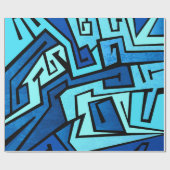 Blauer Graffitientwurf Geschenkpapier (Flach)