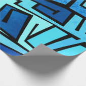 Blauer Graffitientwurf Geschenkpapier (Ecke)