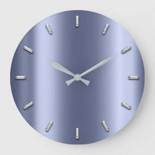 Blauer Graphitmetallisches minimales silbernes Große Wanduhr