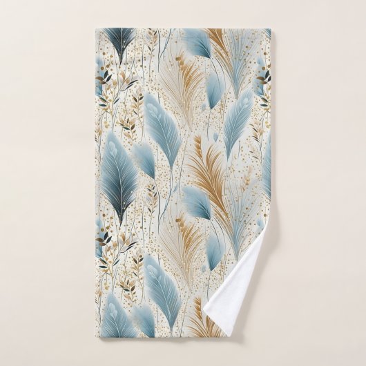 Blauer Gras und Gold Pampas Badhandtuch Set (Handtuch)