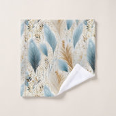 Blauer Gras und Gold Pampas Badhandtuch Set (Waschlappen)