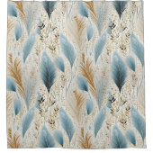 Blauer Gras und Gold Pampas Duschvorhang (Vorderseite)