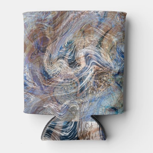 Blauer Grau Fluid Marbling Illustration Dosenkühler (Vorderseite)