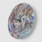 Blauer Grau Fluid Marbling Illustration Große Wanduhr (Winkel)