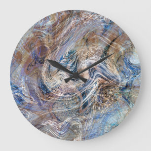 Blauer Grau Fluid Marbling Illustration Große Wanduhr