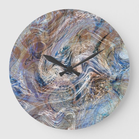 Blauer Grau Fluid Marbling Illustration Große Wanduhr (Vorderseite)