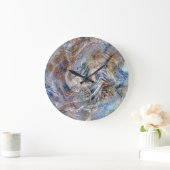 Blauer Grau Fluid Marbling Illustration Große Wanduhr (Zuhause)