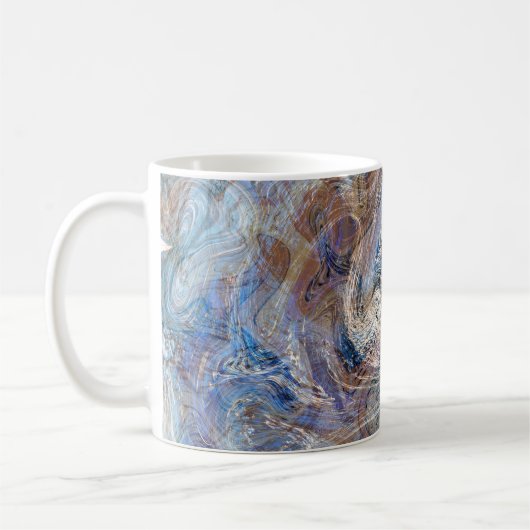 Blauer Grau Fluid Marbling Illustration Kaffeetasse (Links)