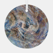 Blauer Grau Fluid Marbling Illustration Ornament Aus Glas (Rückseite)