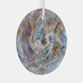 Blauer Grau Fluid Marbling Illustration Ornament Aus Glas (Vorderseite Rechts)