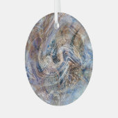Blauer Grau Fluid Marbling Illustration Ornament Aus Glas (Vorderseite links)