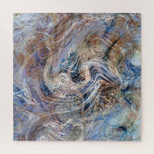 Blauer Grau Fluid Marbling Illustration Puzzle (Vertikal)