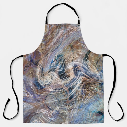 Blauer Grau Fluid Marbling Illustration Schürze (Vorderseite)