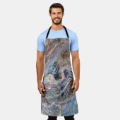 Blauer Grau Fluid Marbling Illustration Schürze (Getragen)