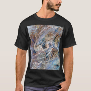 Blauer Grau Fluid Marbling Illustration T-Shirt