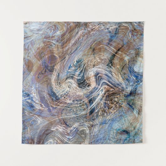 Blauer Grau Fluid Marbling Illustration Wandteppich (Vorderseite)