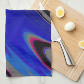 Blauer Grau Magenta Fraktal Swirl Geschirrtuch (Viertel Falte)