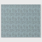 Blauer Grau Mittelalterliche Einzigartiges Blumend Geschenkpapier (Flach)