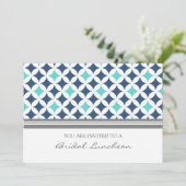 Blauer Grau Muster Bridal Lunch Einladung Karten (Stehend Vorderseite)