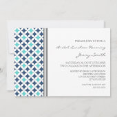 Blauer Grau Muster Bridal Lunch Einladung Karten (Rückseite)