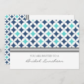 Blauer Grau Muster Bridal Lunch Einladung Karten (Vorne/Hinten)