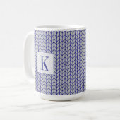 BLAUER GRAU STRICK Tall Weiße Tasse + Ursprünglich (Vorderseite Links)