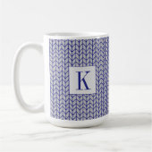 BLAUER GRAU STRICK Tall Weiße Tasse + Ursprünglich (Links)