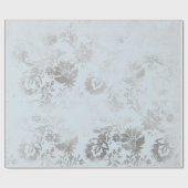 Blauer graue Rose Hütte grungy Damask Geschenkpapier (Flach)