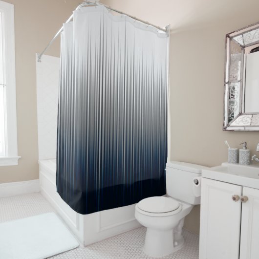 Blauer grauer Asymmetrischer Pleatstreifen Duschvorhang (Beispiel)