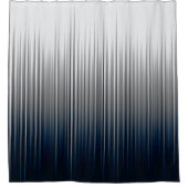 Blauer grauer Asymmetrischer Pleatstreifen Duschvorhang (Vorderseite)