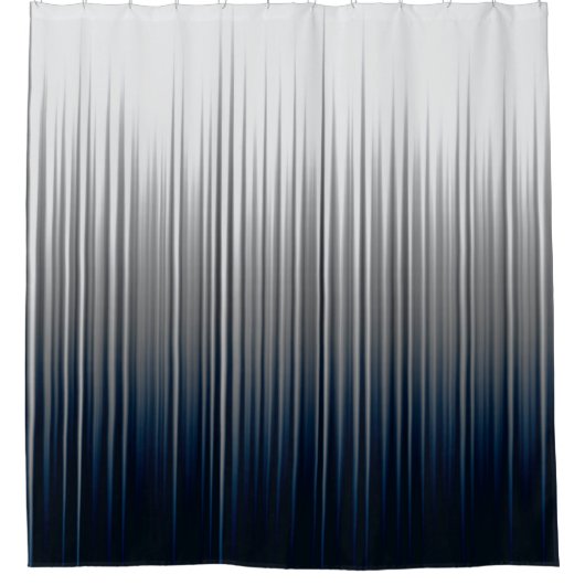 Blauer grauer Asymmetrischer Pleatstreifen Duschvorhang (Vorderseite)