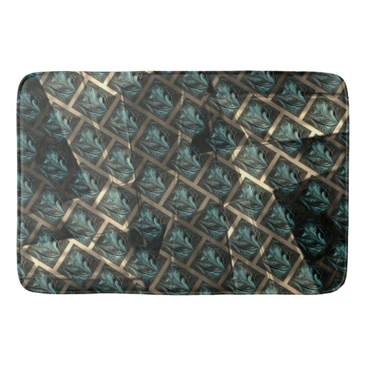 Blauer grauer Backstein-Effekt unter dunkler Stell Badematte (Vorderseite)