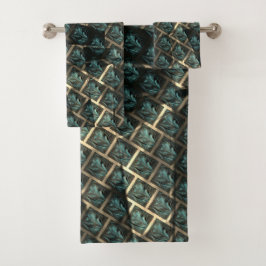 Blauer grauer Backstein-Effekt unter dunkler Stell Badhandtuch Set