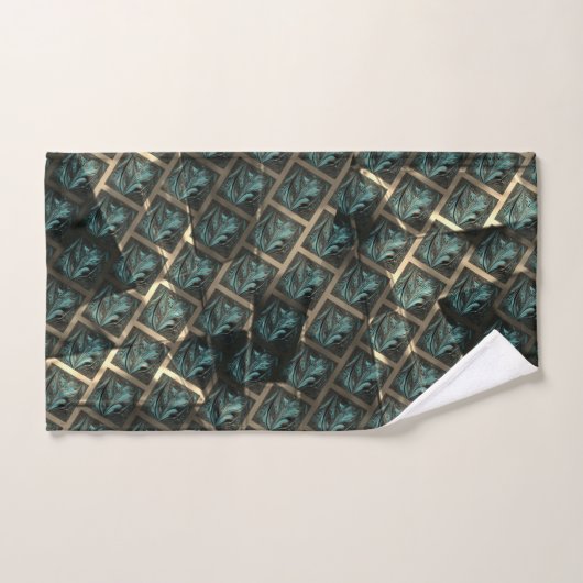 Blauer grauer Backstein-Effekt unter dunkler Stell Badhandtuch Set (Handtuch)