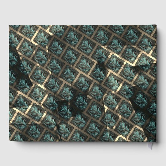 Blauer grauer Backstein-Effekt unter dunkler Stell Gästebuch (Rückseite)