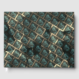 Blauer grauer Backstein-Effekt unter dunkler Stell Gästebuch