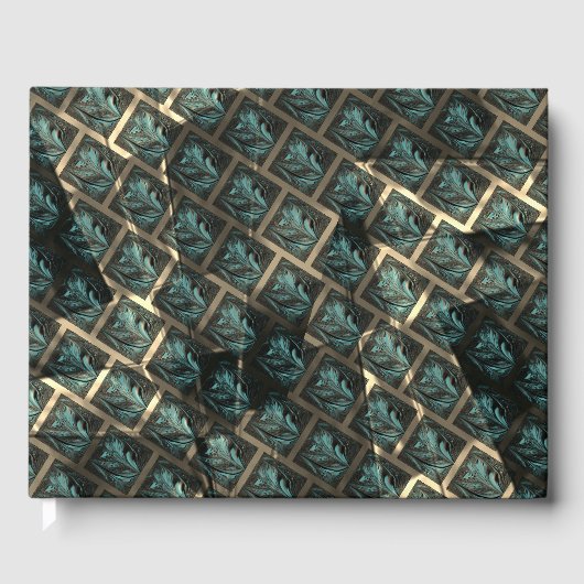 Blauer grauer Backstein-Effekt unter dunkler Stell Gästebuch (Vorderseite)