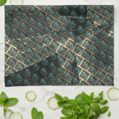 Blauer grauer Backstein-Effekt unter dunkler Stell Geschirrtuch (Gefaltet)