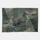 Blauer grauer Backstein-Effekt unter dunkler Stell Geschirrtuch (Horizontal)