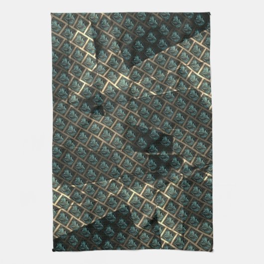 Blauer grauer Backstein-Effekt unter dunkler Stell Geschirrtuch (Vertikal)