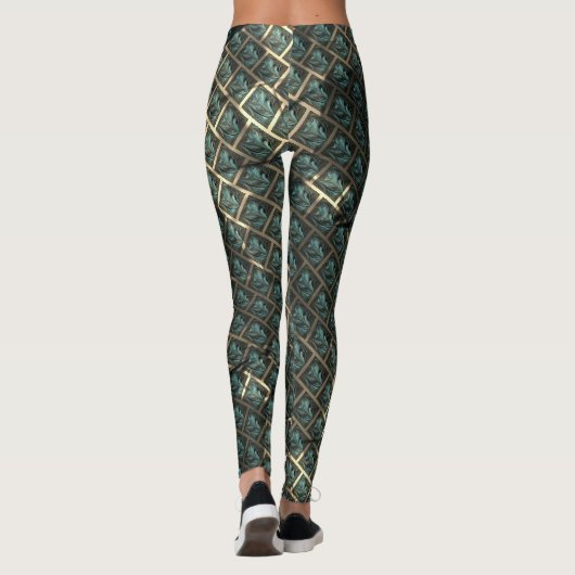 Blauer grauer Backstein-Effekt unter dunkler Stell Leggings (Rückseite)