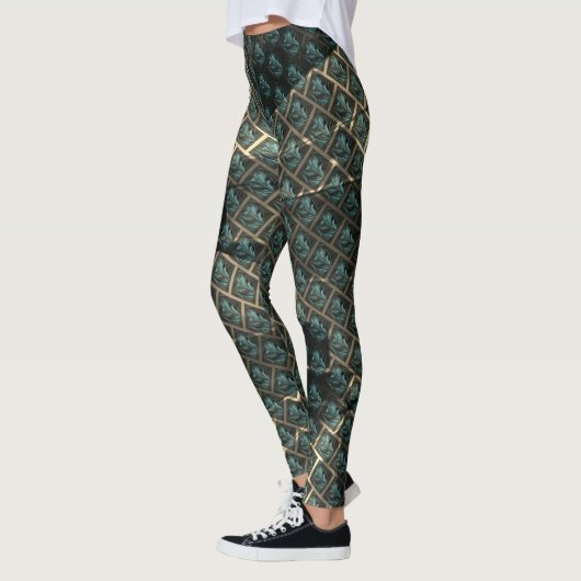 Blauer grauer Backstein-Effekt unter dunkler Stell Leggings (Links)